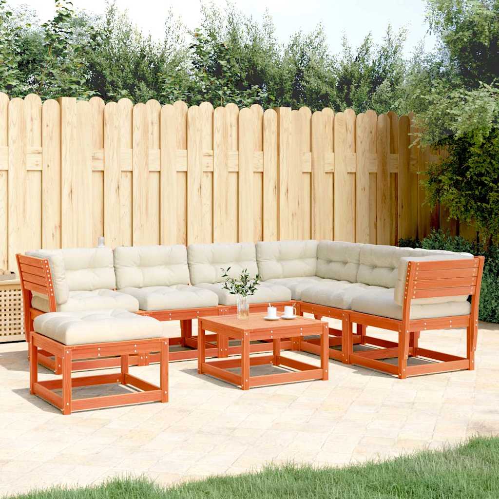 JUNG Vida 7tlg Garten-Lounge-Set mit Kissen Wachsbraun Massivholz Kiefer