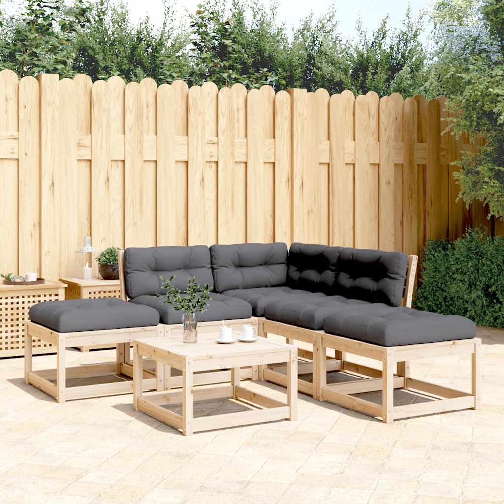 JUNG Vida 5-tlg. Garten-Sofagarnitur mit Kissen Massivholz Kiefer