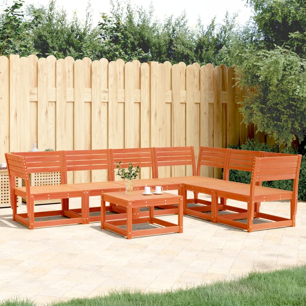 JUNG Vida 6-tlg. Garten-Sofagarnitur Wachsbraun Massivholz Kiefer