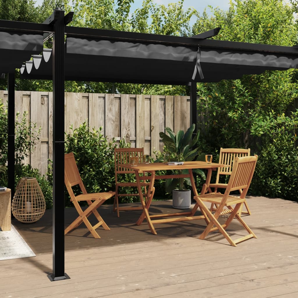 JUNG Vida Gartenpavillon mit Ausziehbarem Dach Anthrazit 3x6 m Aluminium