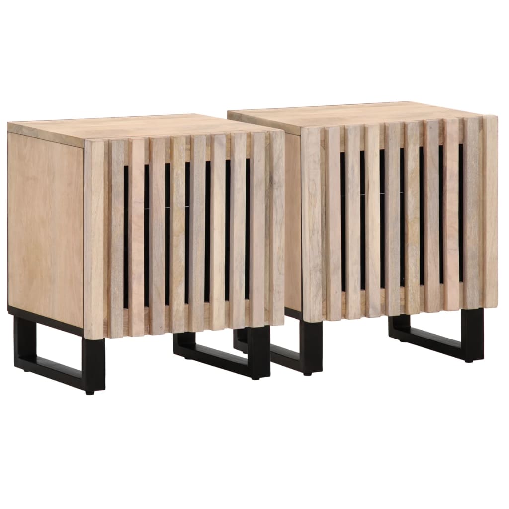 JUNG Vida Nachttische 2 Stk. 40x34x46 cm Gebleichtes Massivholz Mango