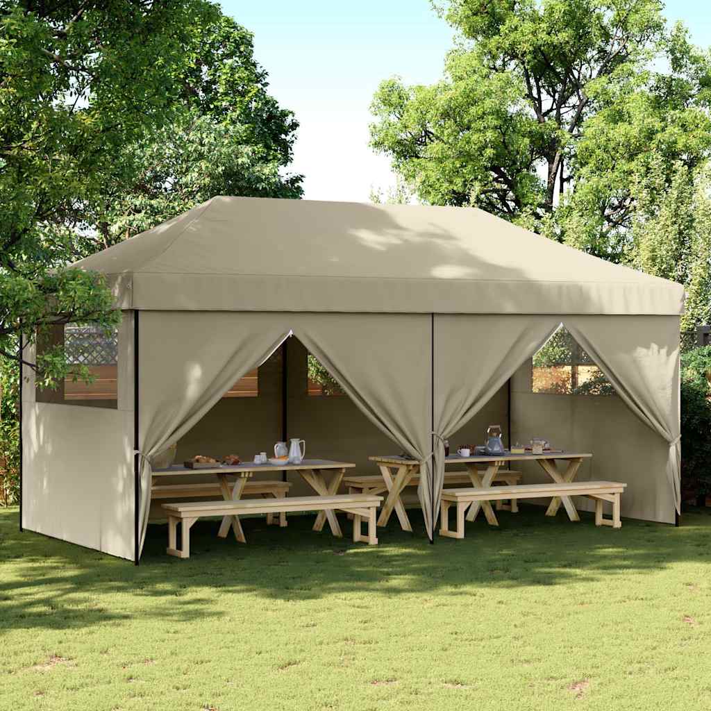 JUNG Vida Partyzelt Faltbar Pop-Up mit 4 Seitenteilen Taupe