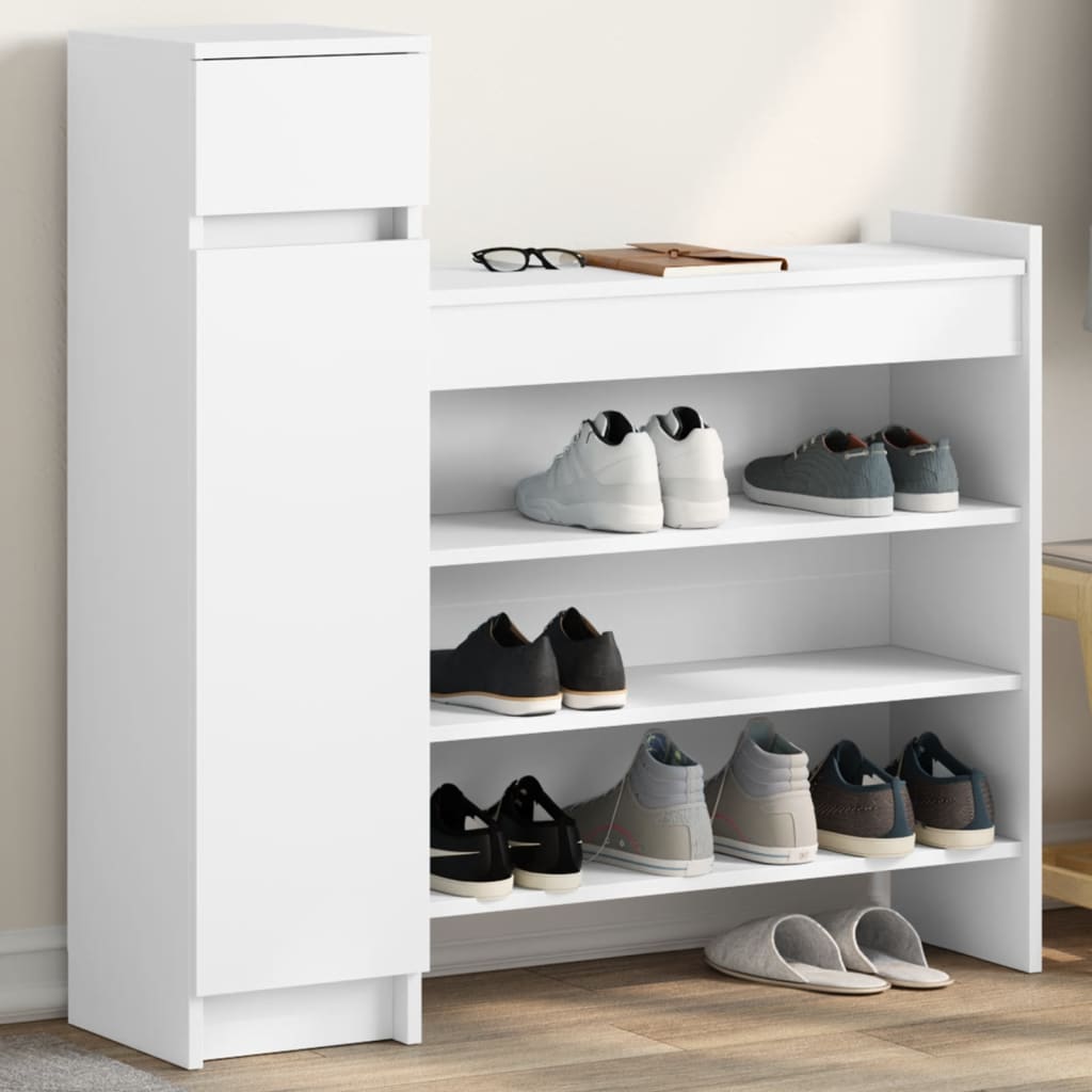 JUNG Vida Schuhschrank Weiß 100,5x28x100 cm Holzwerkstoff