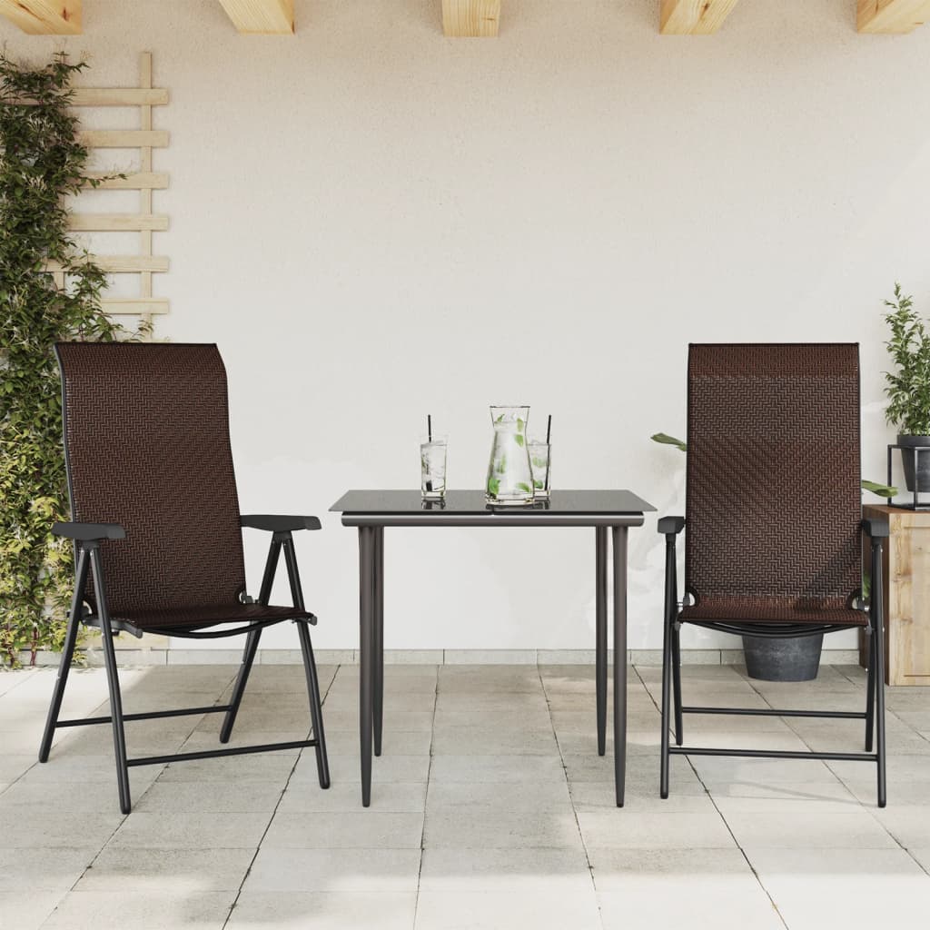 JUNG Vida Gartenstühle 2 Stk. Klappbar Braun Poly Rattan