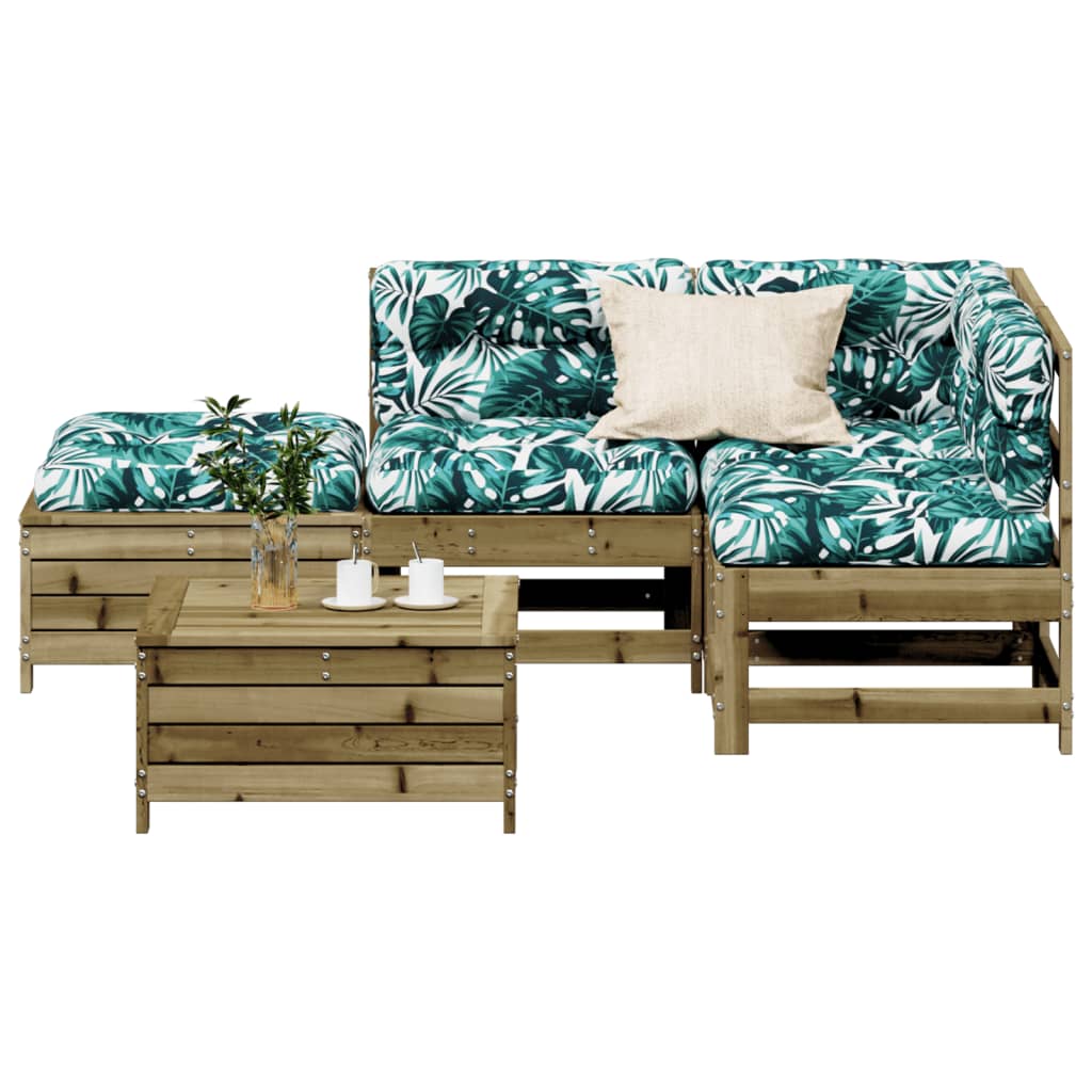 JUNG Vida 5-tlg. Garten-Lounge-Set mit Kissen Imprägniertes Kiefernholz