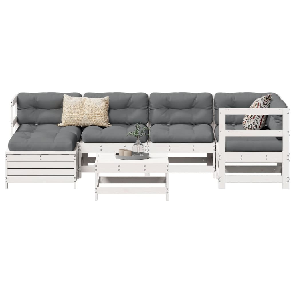 JUNG Vida 7-tlg. Garten-Sofagarnitur Weiß Massivholz Kiefer