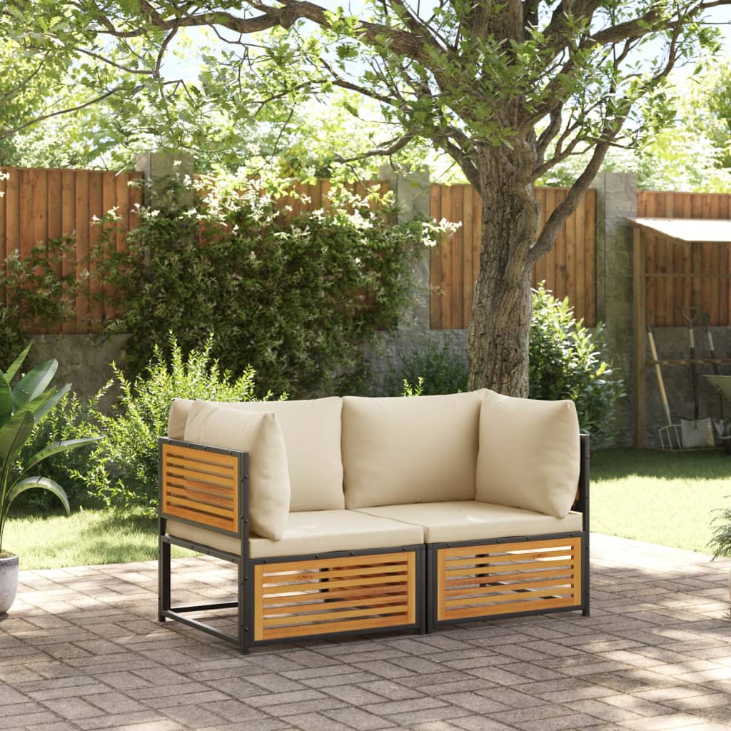 JUNG Vida 2-tlg. Garten-Sofa-Set mit Kissen Massivholz Akazie