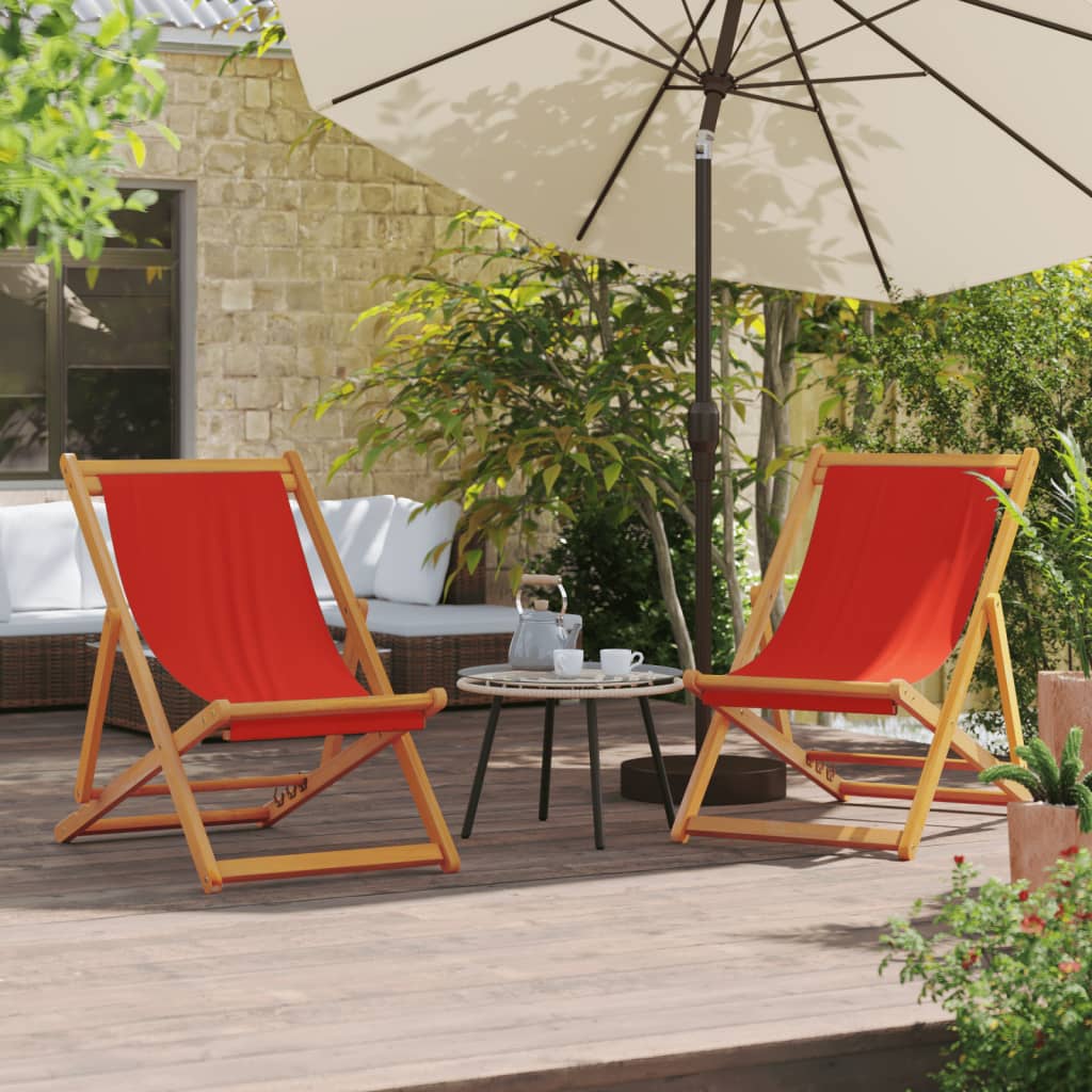 JUNG Vida Strandstühle 2 Stk. Klappbar Rot Stoff