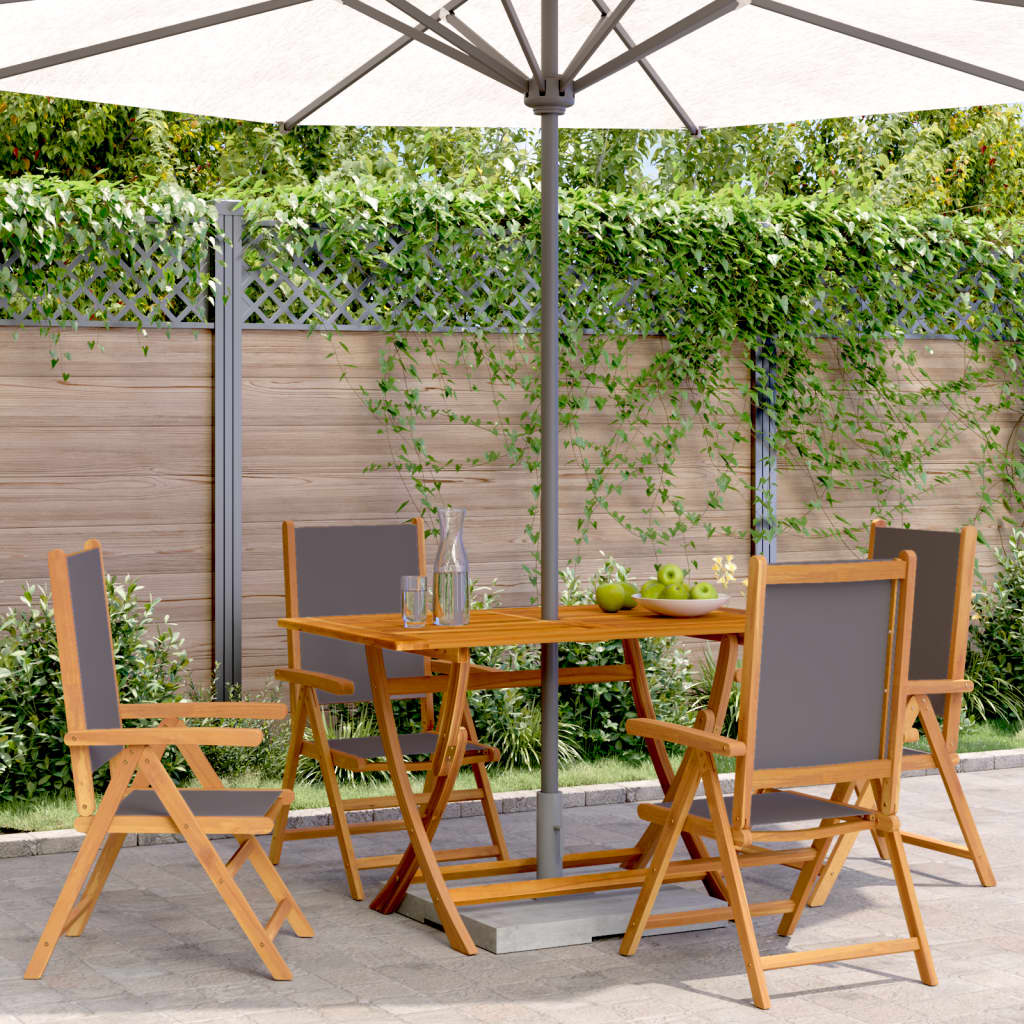 JUNG Vida Gartenstuhl Verstellbar 4 Stk. Anthrazit Stoff und Massivholz