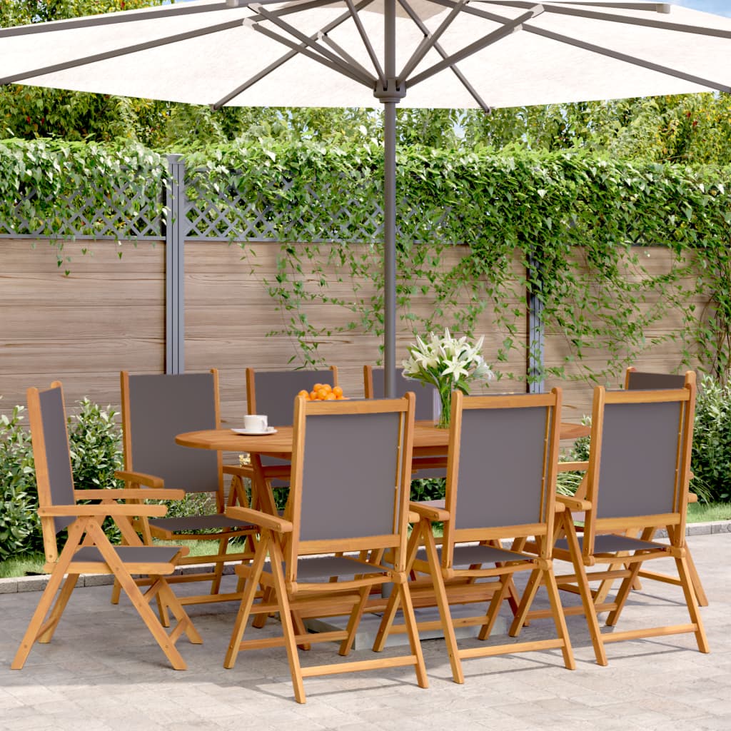 JUNG Vida Gartenstuhl Verstellbar 8 Stk. Anthrazit Stoff und Massivholz