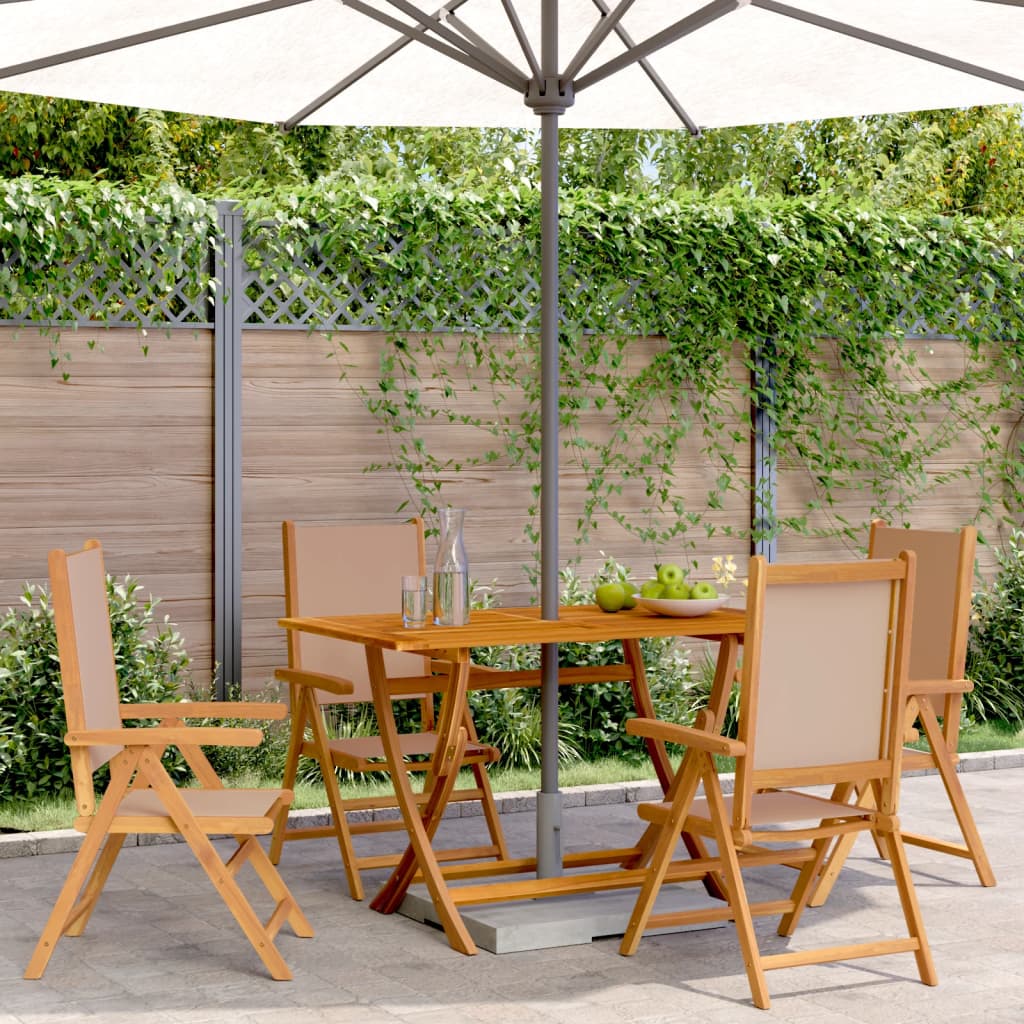 JUNG Vida Gartenstühle Verstellbar 4 Stk. Taupe Stoff und Massivholz