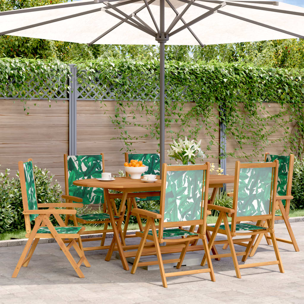 JUNG Vida Gartenstühle Verstellbar 6 Stk. Grün Stoff und Massivholz