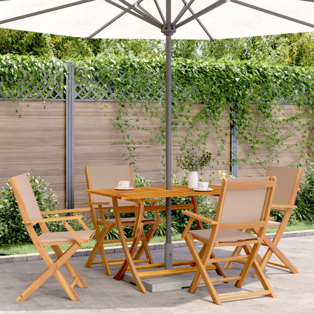 JUNG Vida Gartenstühle 4 Stk. Klappbar Taupe Stoff und Massivholz