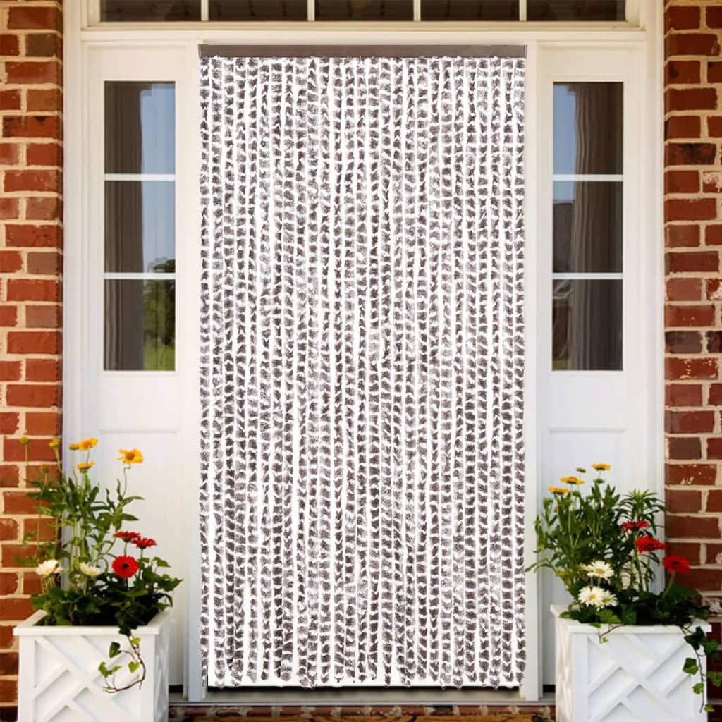 JUNG Vida Fliegenvorhang Taupe und Weiß 118x220 cm Chenille