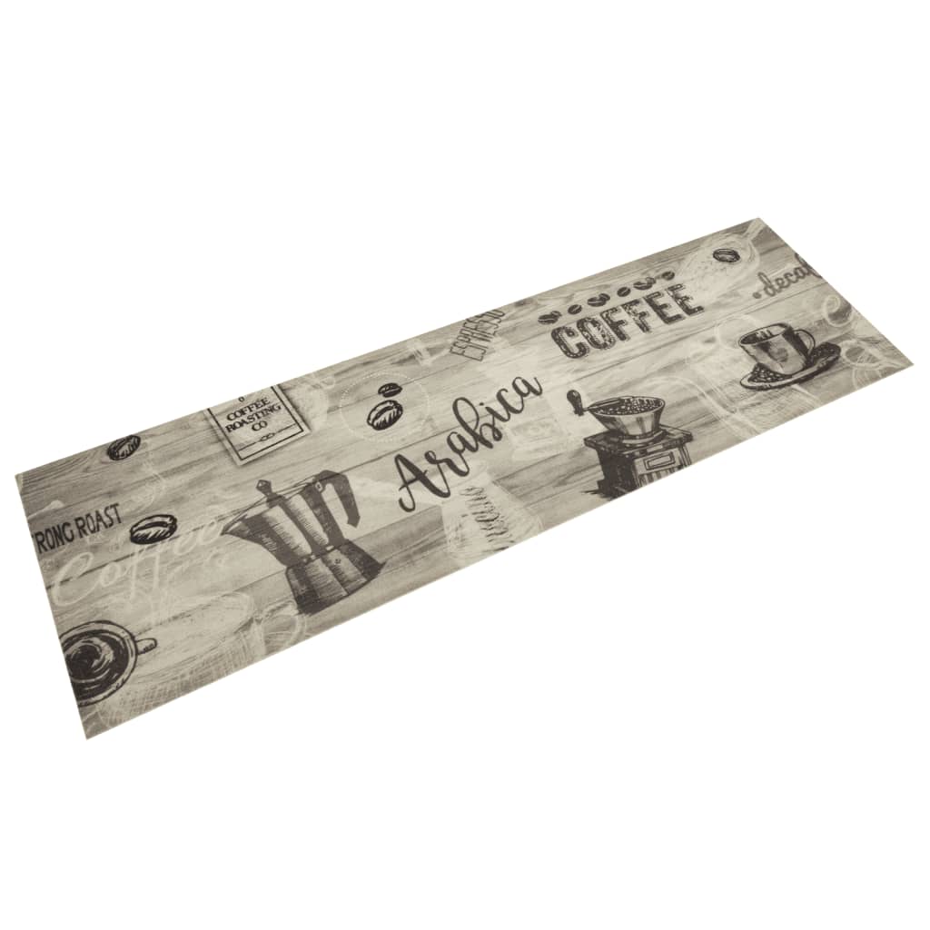 JUNG Vida Küchenteppich Waschbar Kaffee Grau 45x150 cm Samt