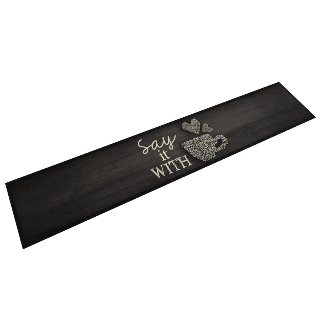 JUNG Vida Küchenteppich Waschbar Tasse Schwarz 60x300 cm Samt