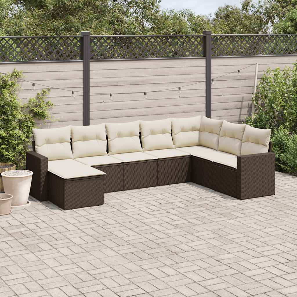 JUNG Vida 8-tlg. Garten-Sofagarnitur mit Kissen Braun Poly Rattan