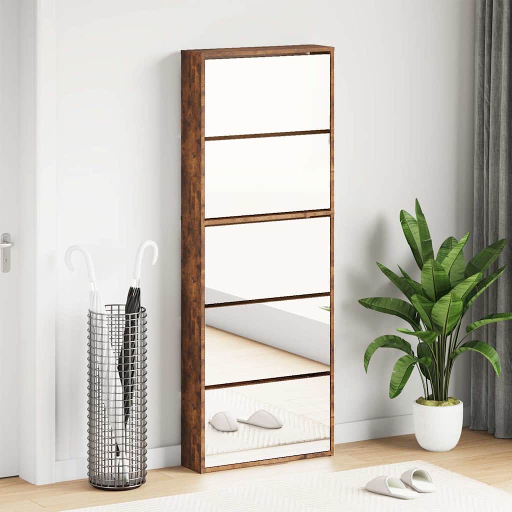 JUNG Vida Schuhschrank mit Spiegel 5 Fächer Räuchereiche 63x17x169,5 cm