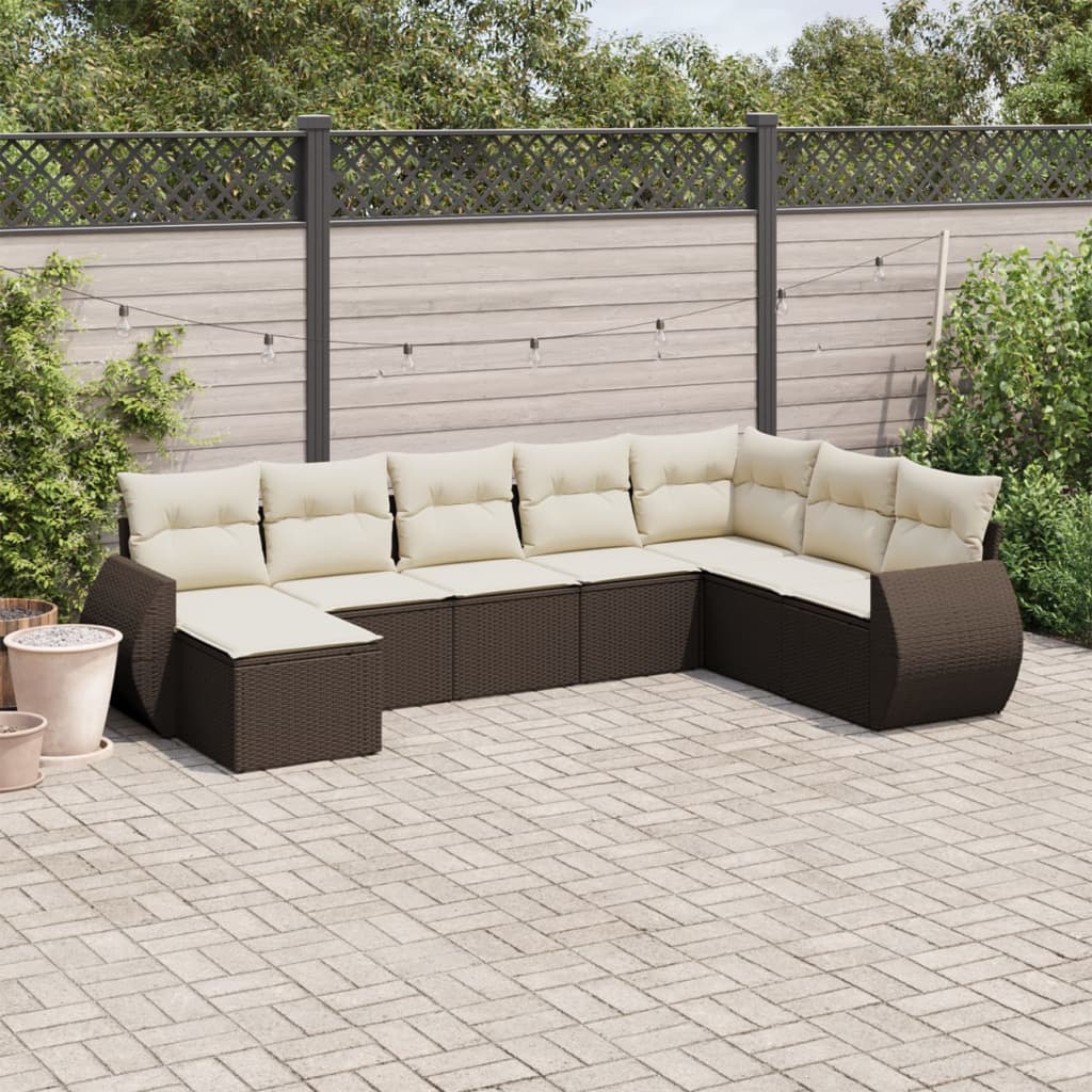 JUNG Vida 8-tlg. Garten-Sofagarnitur mit Kissen Braun Poly Rattan