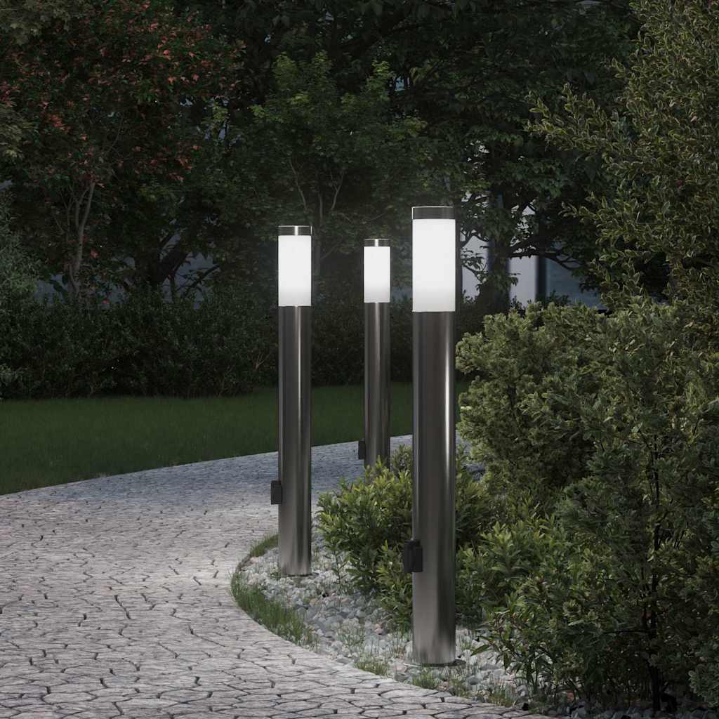 JUNG Vida Pollerleuchten mit Auslass 3er 80 cm Edelstahl IP44