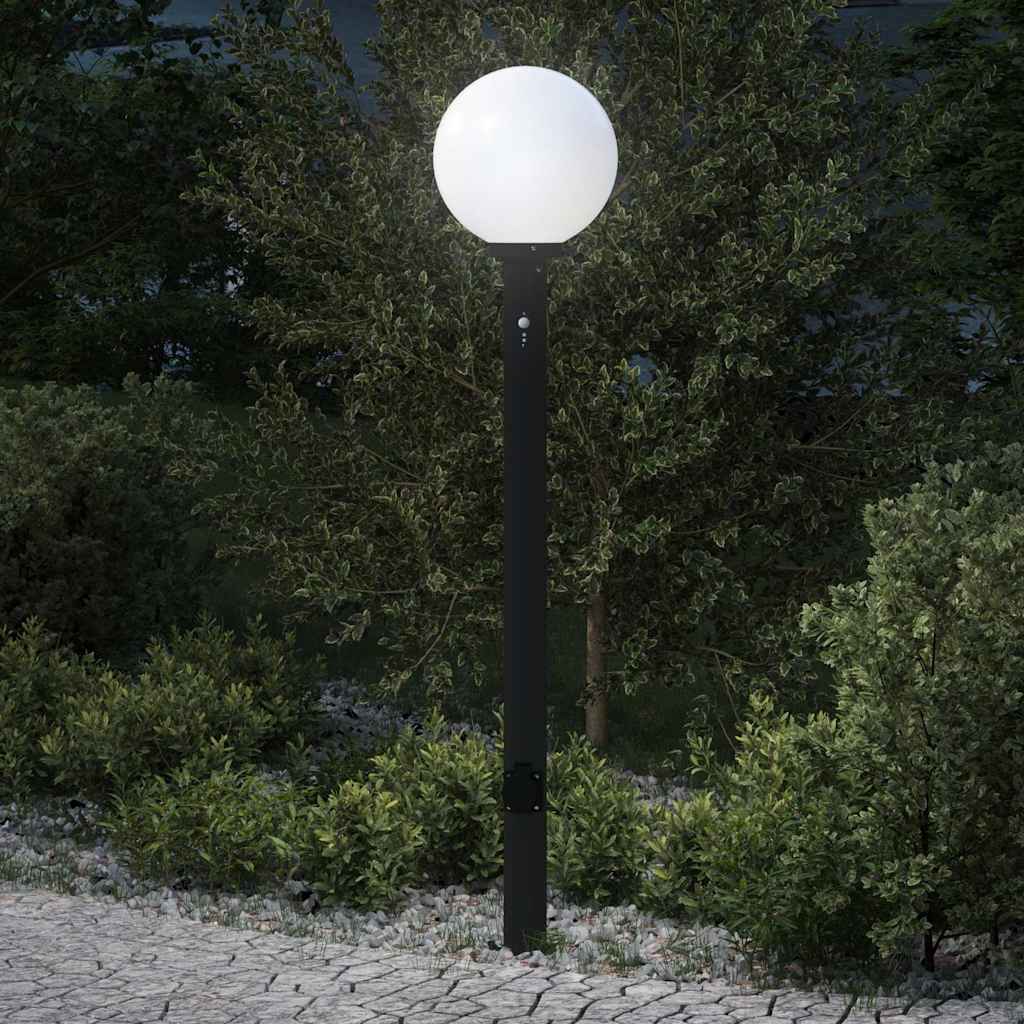 JUNG Vida Pollerleuchte mit Sensor und Steckdose 120 cm Schwarz IP44