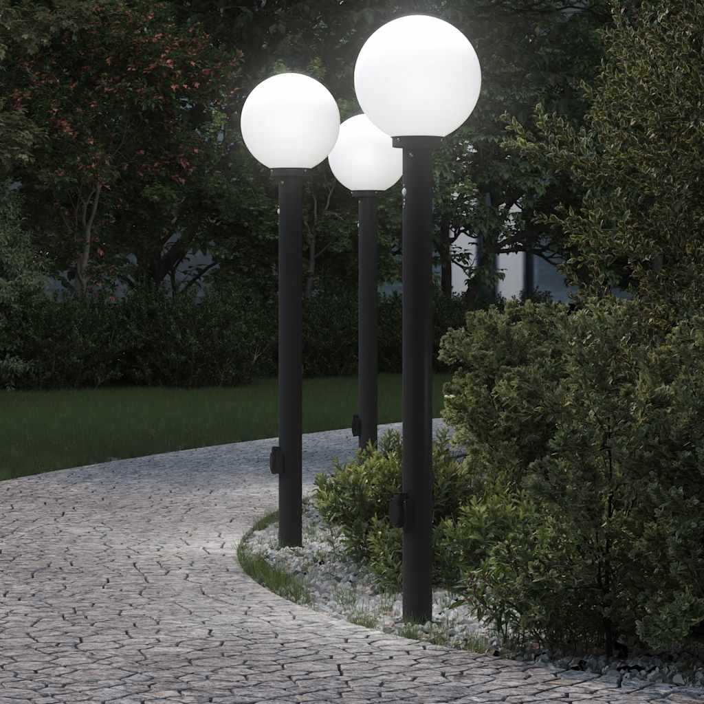 JUNG Vida Pollerleuchten mit Sensor und Steckdose 3 Stk. 120 cm Schwarz IP44