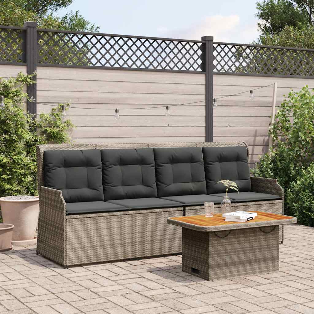 JUNG Vida 3-tlg. Garten-Lounge-Set mit Kissen Grau Poly Rattan
