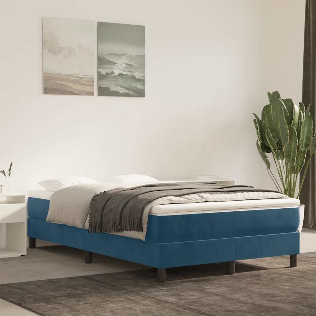 JUNG Vida Boxspringbett mit Matratze Dunkelblau 120x190 cm Samt