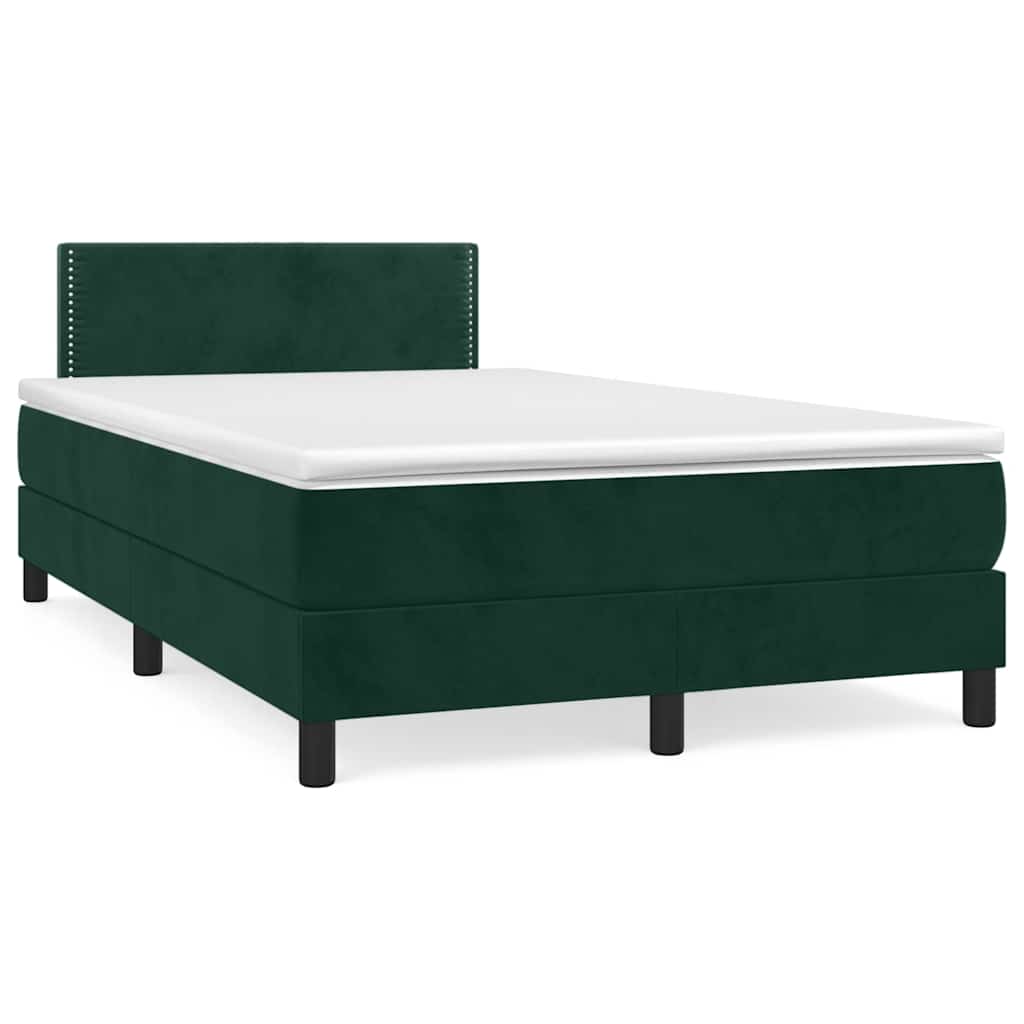 JUNG Vida Boxspringbett mit Matratze Dunkelgrün 120x190 cm Samt