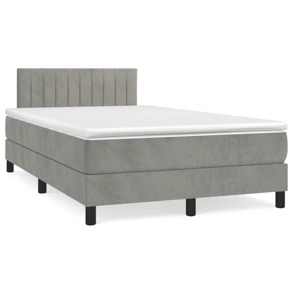 JUNG Vida Boxspringbett mit Matratze Hellgrau 120x190 cm Samt