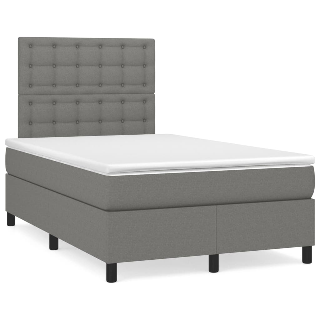 JUNG Vida Boxspringbett mit Matratze Dunkelgrau 120x190 cm Stoff