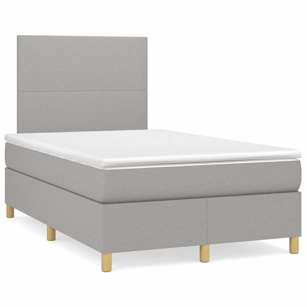 JUNG Vida Boxspringbett mit Matratze Hellgrau 120x190 cm Stoff