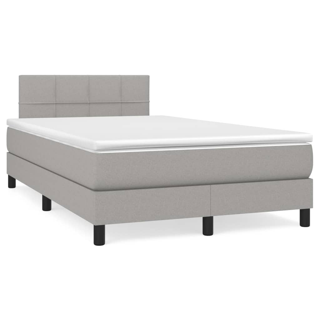 JUNG Vida Boxspringbett mit Matratze & LED Hellgrau 120x190 cm Stoff