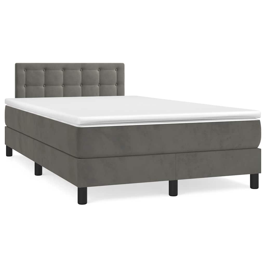 JUNG Vida Boxspringbett mit Matratze & LED Dunkelgrau 120x190 cm Samt