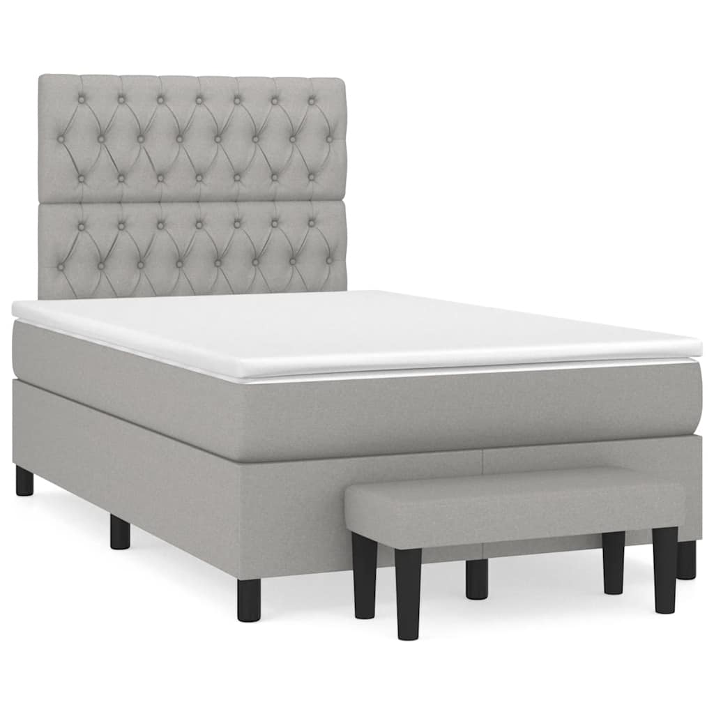 JUNG Vida Boxspringbett mit Matratze Hellgrau 120x190 cm Stoff