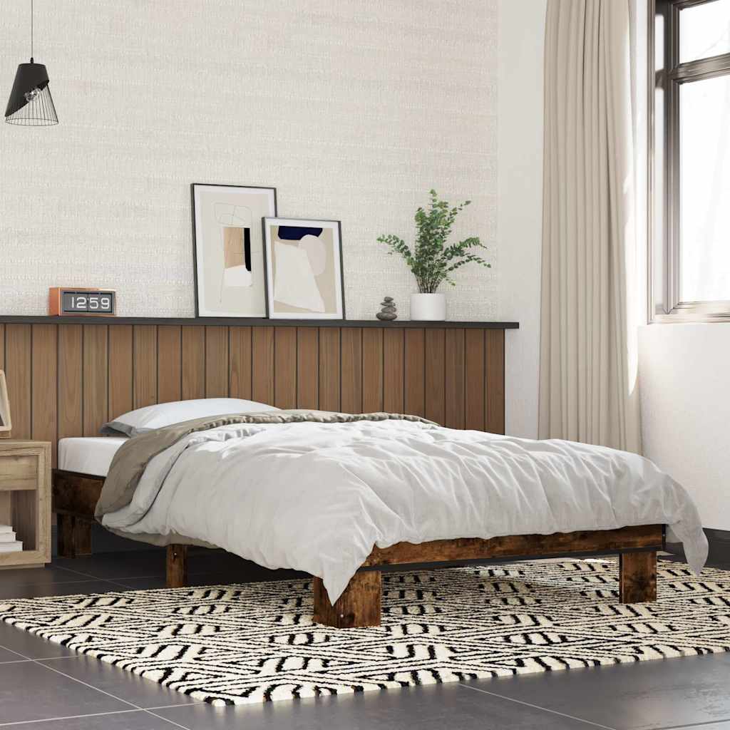 JUNG Vida Bettgestell Räuchereiche 90x190 cm Holzwerkstoff und Metall