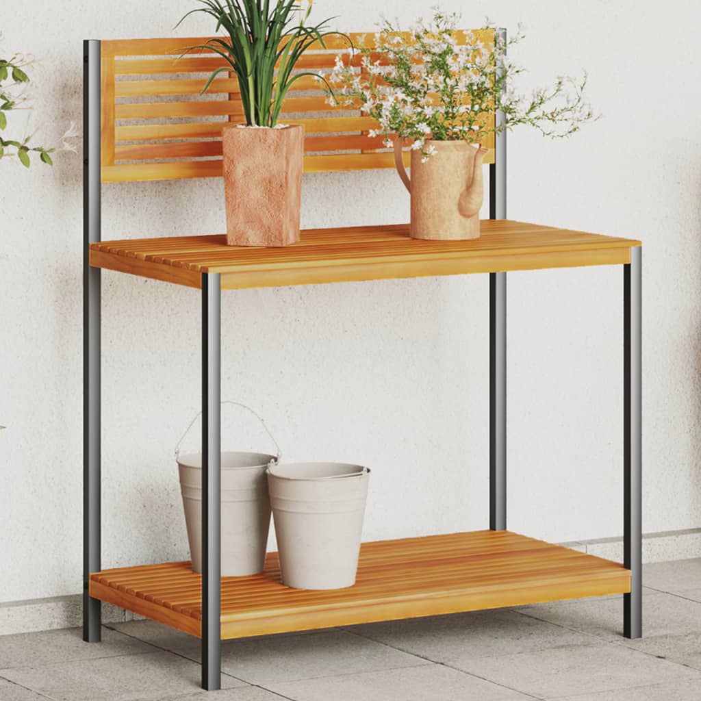 JUNG Vida Garten-Arbeitstisch 90x50x110 cm Massivholz Akazie und Stahl