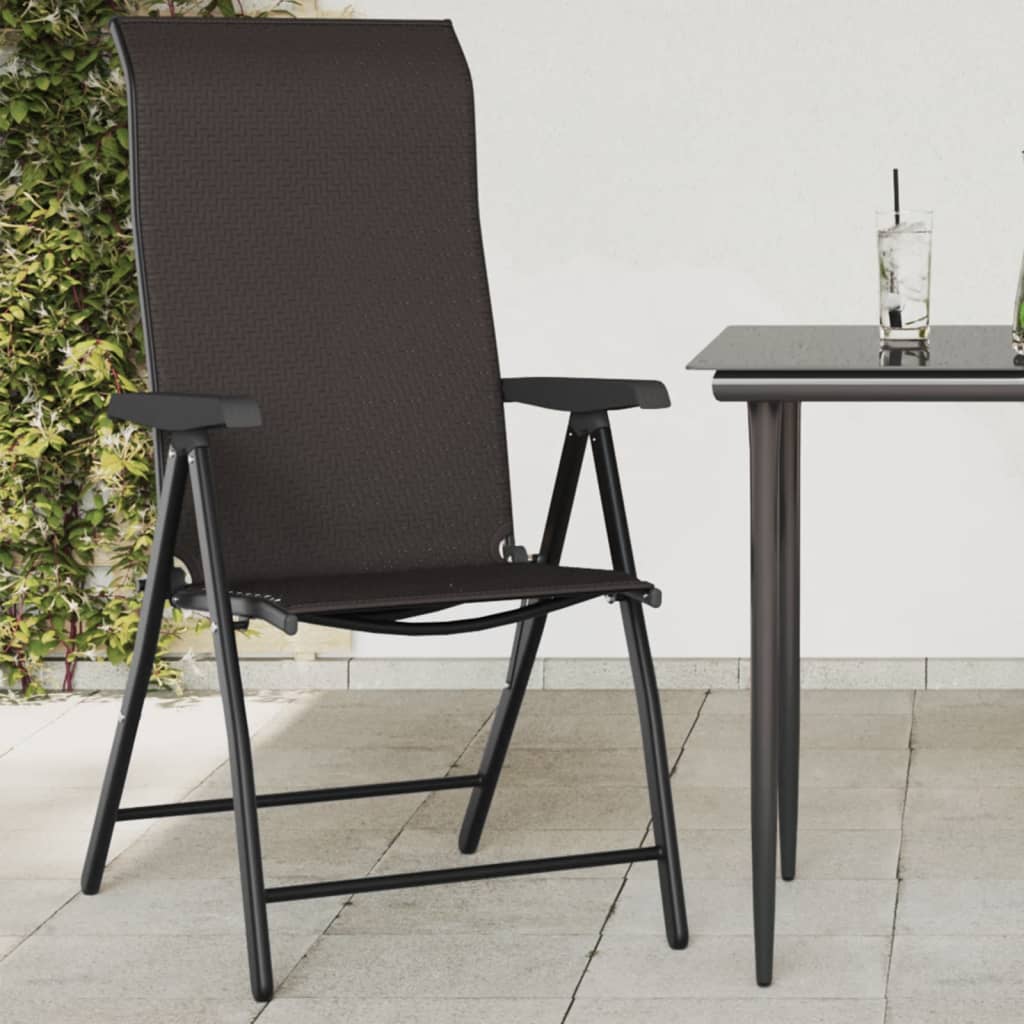JUNG Vida Gartenstühle 4 Stk. Klappbar Schwarz Kaffeebraun Poly Rattan
