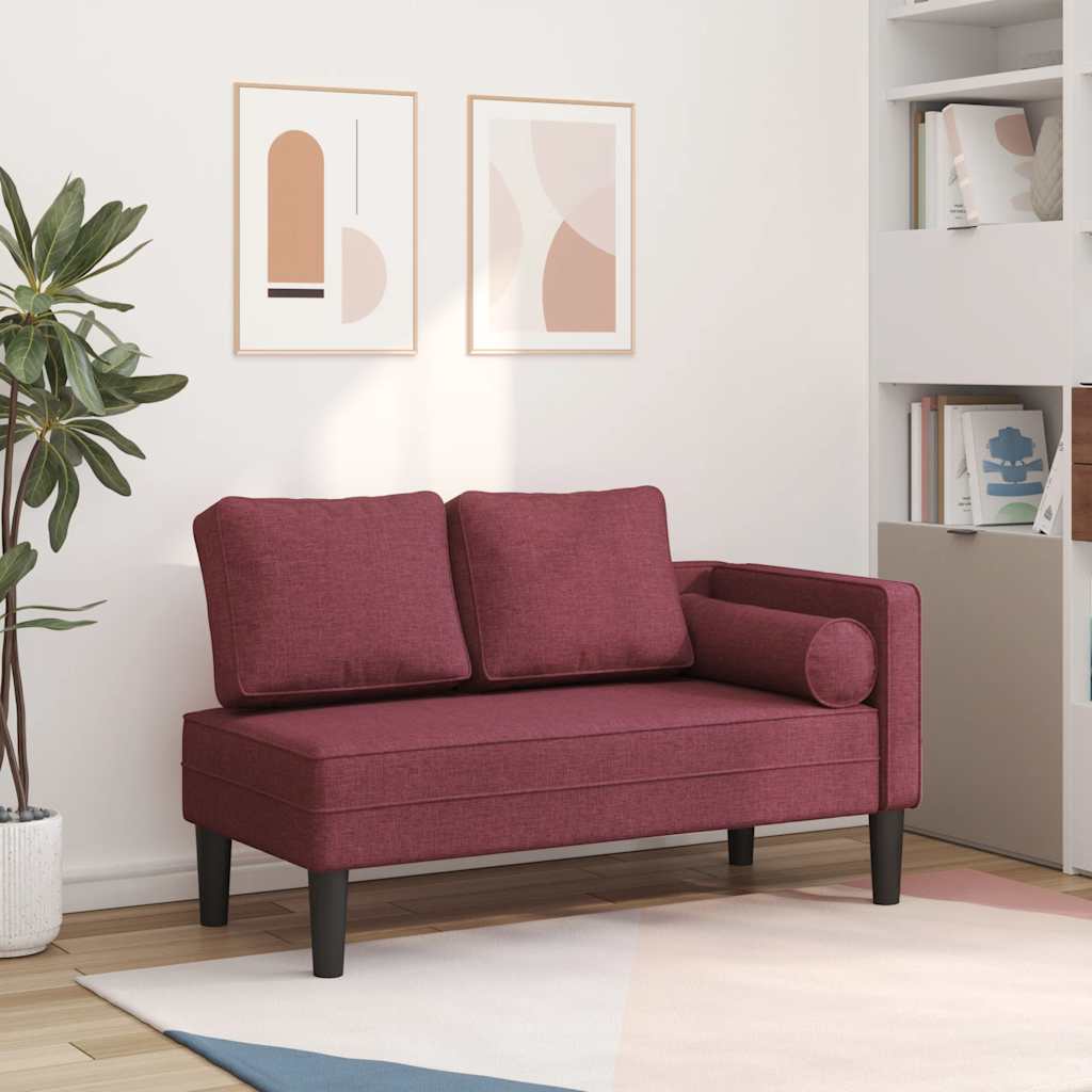 JUNG Vida Chaiselongue mit Kissen Weinrot Stoff