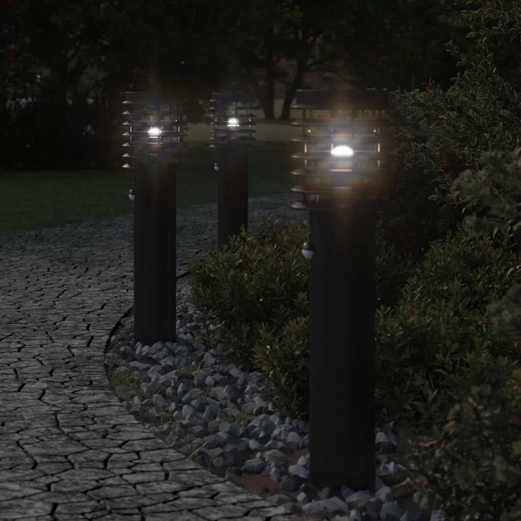JUNG Vida Wegeleuchten mit Bewegungsmelder 3 Stk. Schwarz 60 cm Edelstahl