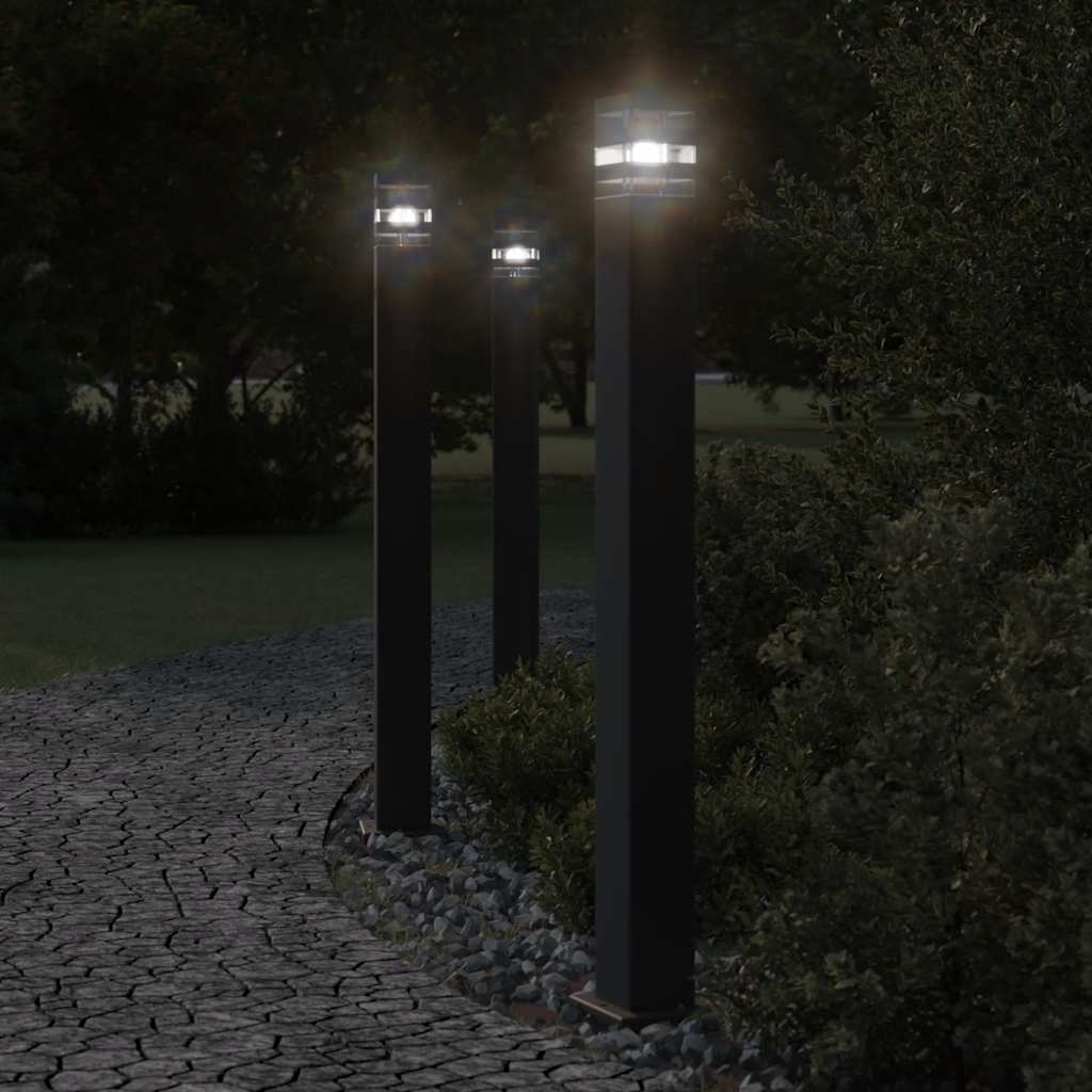 JUNG Vida Wegeleuchten mit Bewegungsmelder 3 Stk. Schwarz 110cm Aluminium