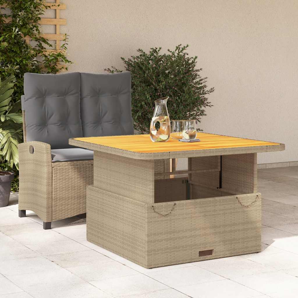 JUNG Vida 2-tlg. Garten-Essgruppe mit Kissen Beige Poly Rattan