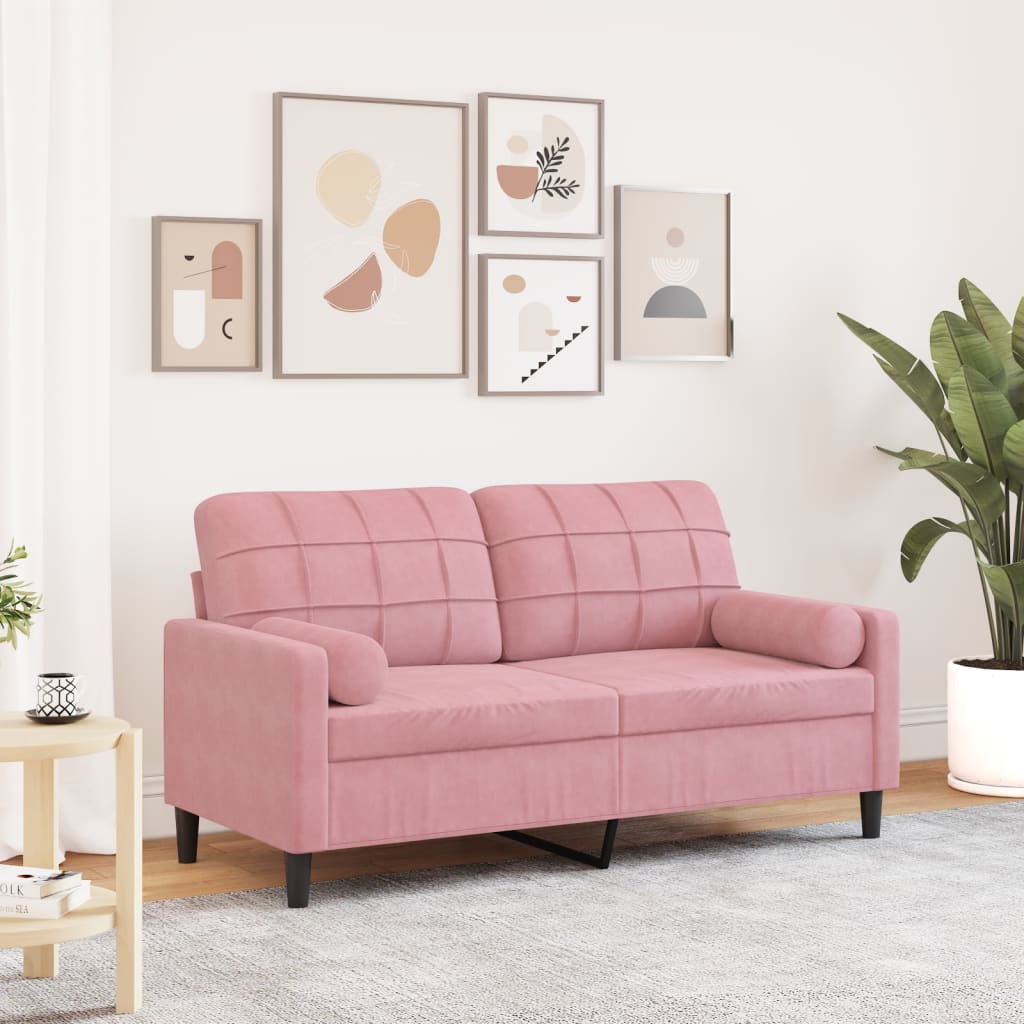JUNG Vida 2-Sitzer-Sofa mit Zierkissen Rosa 140 cm Samt