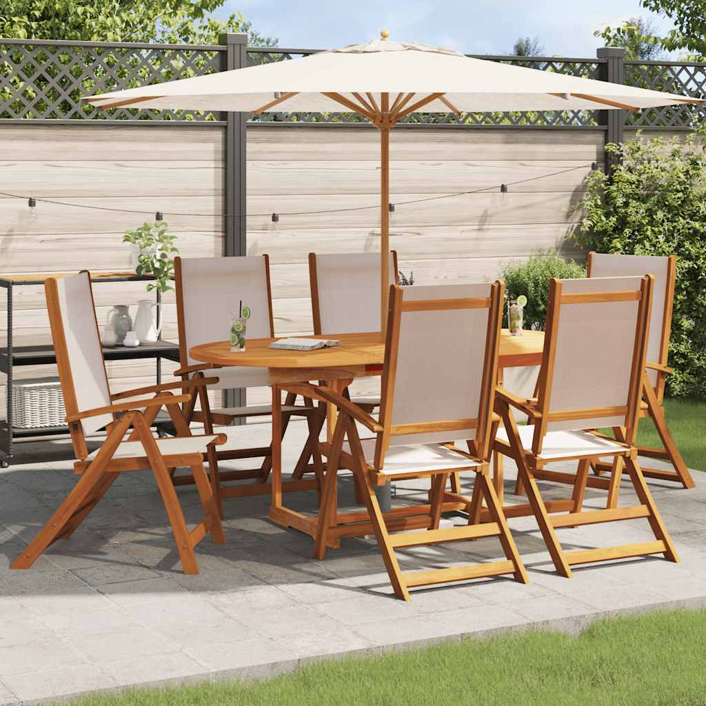 JUNG Vida Gartenstühle 6 Stk. Klappbar Massivholz Akazie und Textilene