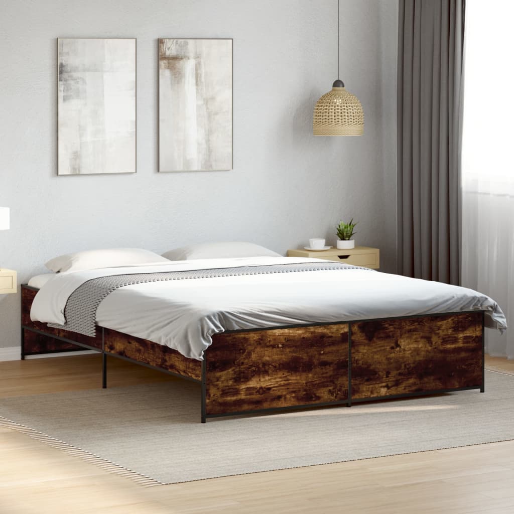 JUNG Vida Bettgestell Räuchereiche 160x200 cm Holzwerkstoff und Metall