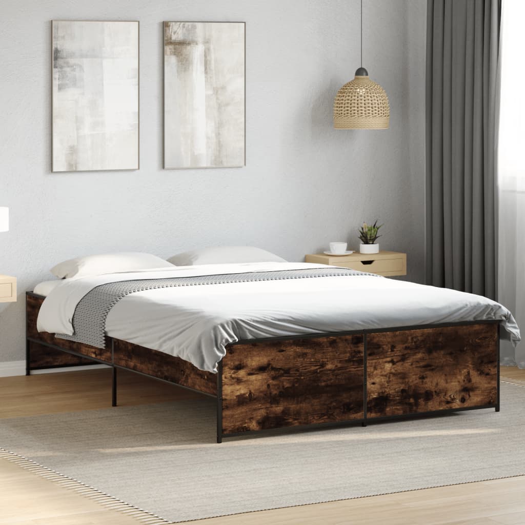 JUNG Vida Bettgestell Räuchereiche 120x190 cm Holzwerkstoff und Metall