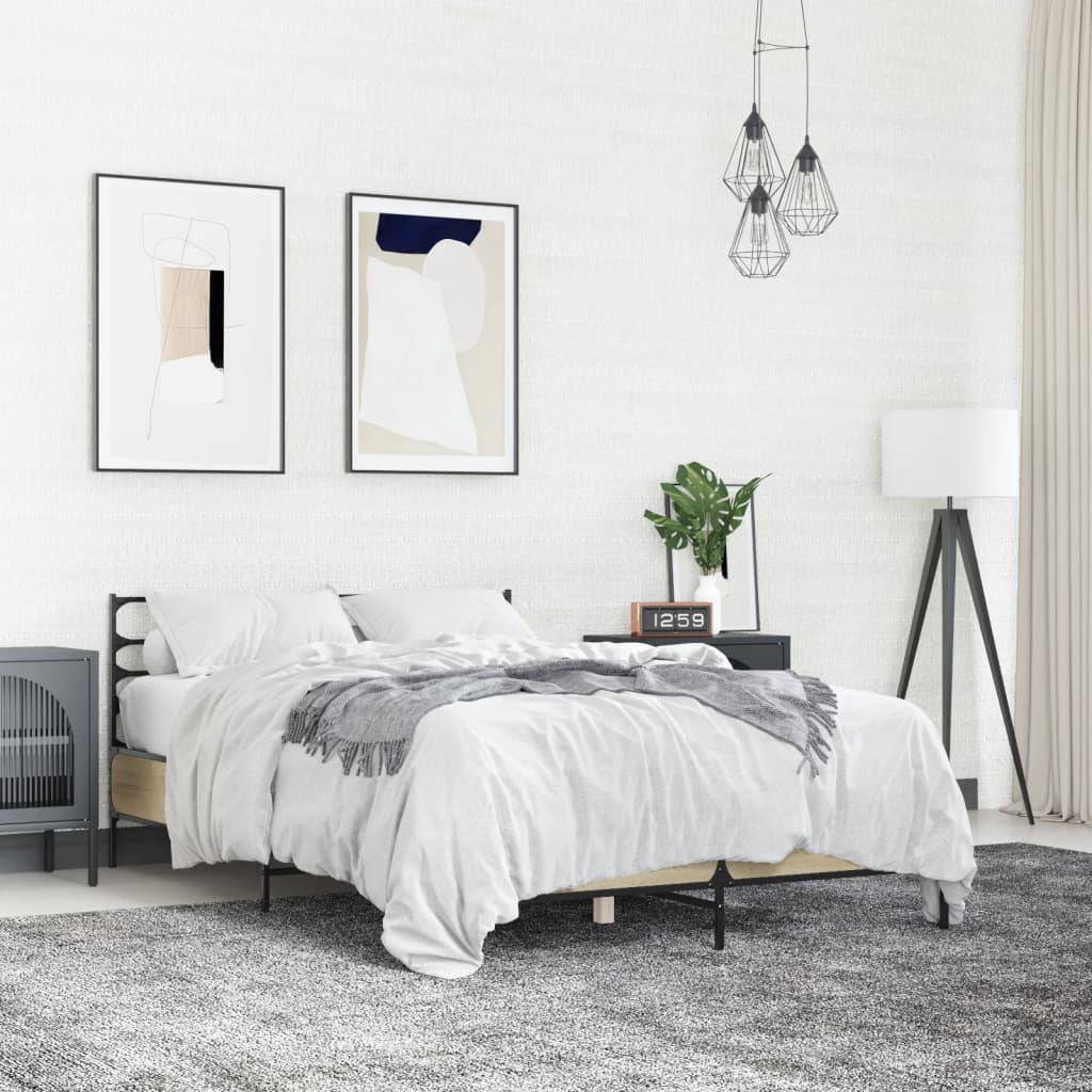 JUNG Vida Bettgestell Sonoma-Eiche 140x200 cm Holzwerkstoff und Metall