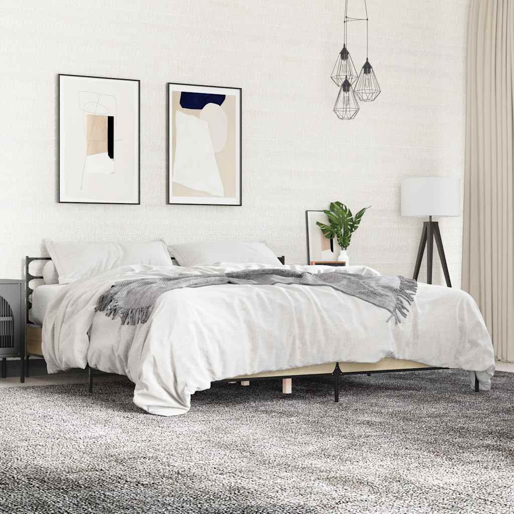 JUNG Vida Bettgestell Sonoma-Eiche 180x200 cm Holzwerkstoff und Metall