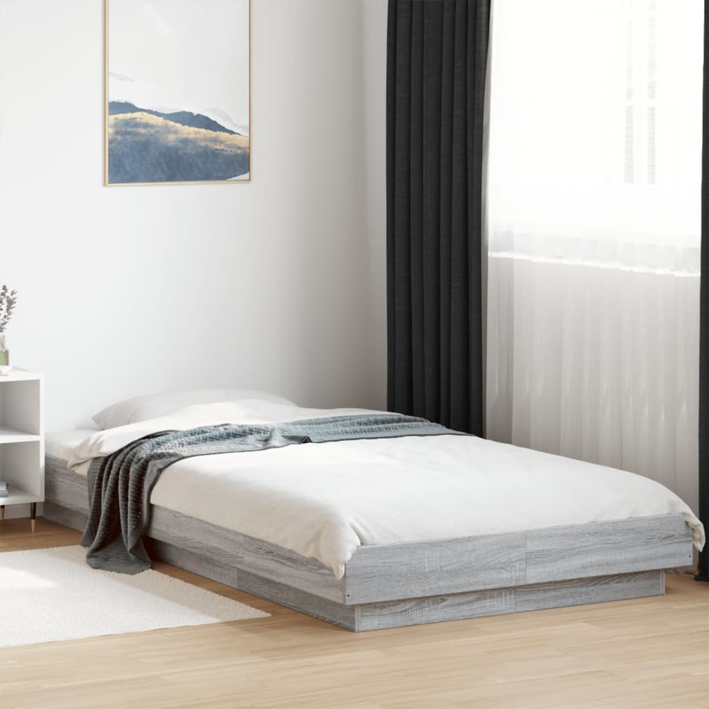 JUNG Vida Bettgestell mit LED Grau Sonoma 90x200 cm Holzwerkstoff