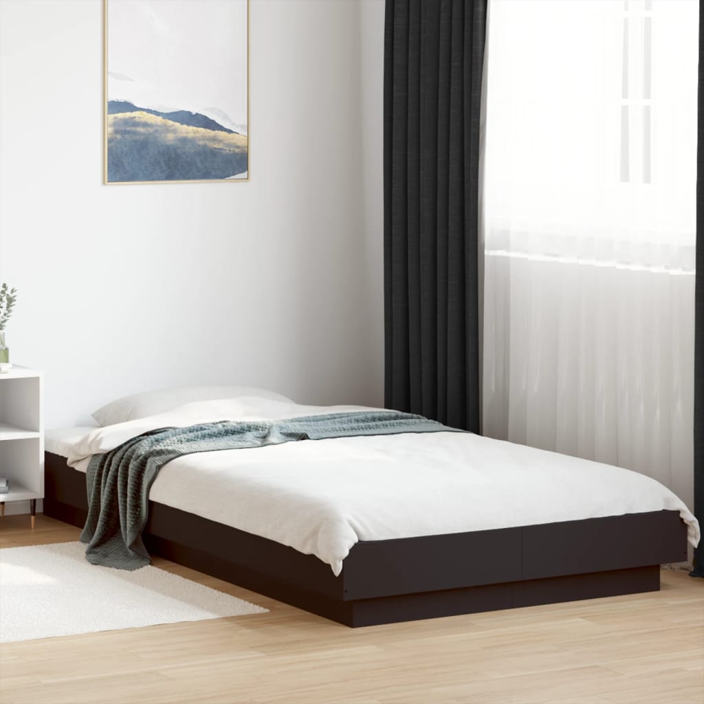 JUNG Vida Bettgestell mit LED Schwarz 90x190 cm Holzwerkstoff